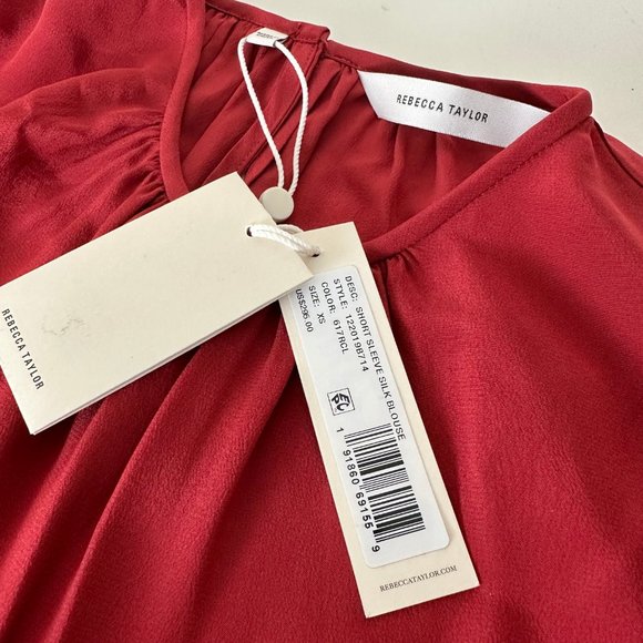 Rebecca Taylor Silk Short-Sleeve Blouse - Picture 4 of 6